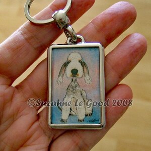 Bedlington Terrier dog art Keyring/handbag charm with print from original painting by Suzanne Le Good image 3