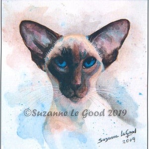 Siamese Cat art print sealpoint Oriental Shorthair Limited Edition large print from painting by English artist Suzanne Le Good