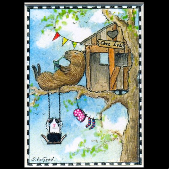 ACEO GUINEA PIG and CAPYBARA PRINT FROM ORIGINAL PAINTING BYSUZANNE LE GOOD