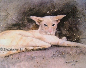 Siamkatze Kunstdruck Creamspitze, Orientalisch Kurzhaar, limitierte Auflage, signiert nach Gemälde der englischen Künstlerin Suzanne Le Good