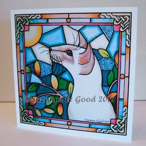 Siamesische Katze Kunst Malerei Karte Lilakpoint Frostpoint Glasmalerei keltische original-Design von englischen Künstler Suzanne Le Good