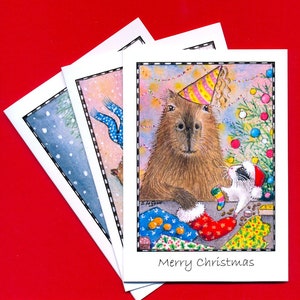 モルモットとカピバラのクリスマスカード 6 枚パック スザンヌ ル グッド作
