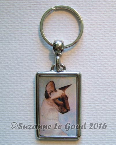 SIAMESE CAT Keyring handbag Charm With Print From Original