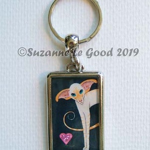 SIAMESE CAT Keyring/handbag charm with print from original painting glittery sparkly heart by Suzanne Le Good image 2