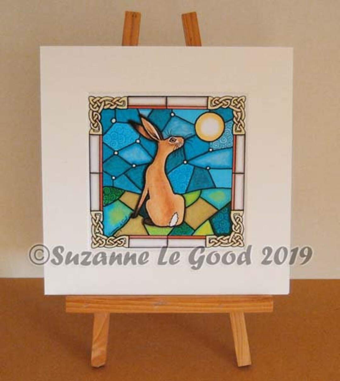 Hare Moon Gazing Art Print From Original Painting Stained Glass Style ...