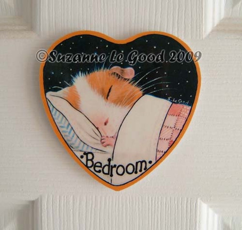 GUINEA PIG art bedroom Door sign laminated from original painting cavy by Suzanne Le Good image 2