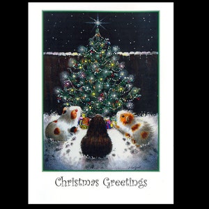 Cavia art grote kerstkaart, kerstkaart, kerstboom, cavia, origineel ontwerp van Suzanne Le Good