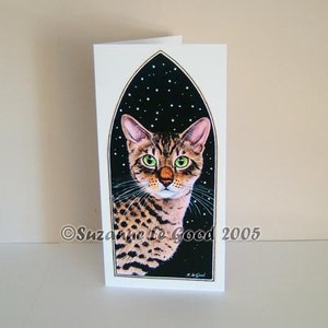 Bengaalse kat kunst schilderij groeten verjaardag alle gelegenheden kaart origineel ontwerp van de Engelse kunstenaar Suzanne Le Good