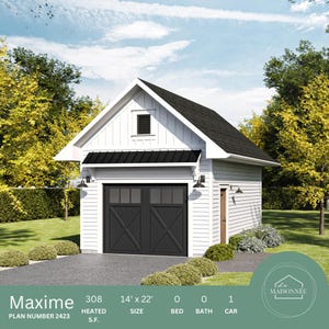 Garage Plan 14&#39;x22&#39; Garage Plan 14x22 Garage Plan One Car Detached Garage Plan Garage Farmhouse Plan Architectural Plan Instant PDF download