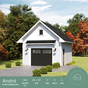 Garage Plan 16&#39;x24&#39; Garage Plan 16x24 Garage Plan One Car Detached Garage Plan Garage Farmhouse Plan Architectural Plan Instant PDF download