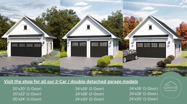 Modern 2-car Garage ADU Plan With Loft Apartment (PDF) - Etsy