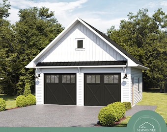 Garage Plan 24'x24' 2-Car Garage Plans de Garage Floorplan Garage Modern Garage Plans Farmhouse Design Garage Building Instant PDF download