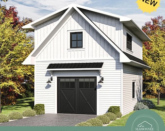 Garage Apartment Plan 20x25 ADU Plan with 1 Car Garage | Farmhouse Garage Apartment | Accessory Dwelling Unit Floor Plan | PDF Download