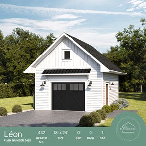 Garage Plan 18&#39;x24&#39; Garage Plan 18x24 Garage Plan One Car Garage Plan Detached Garage Plan Single Garage Plan Garage Instant PDF download