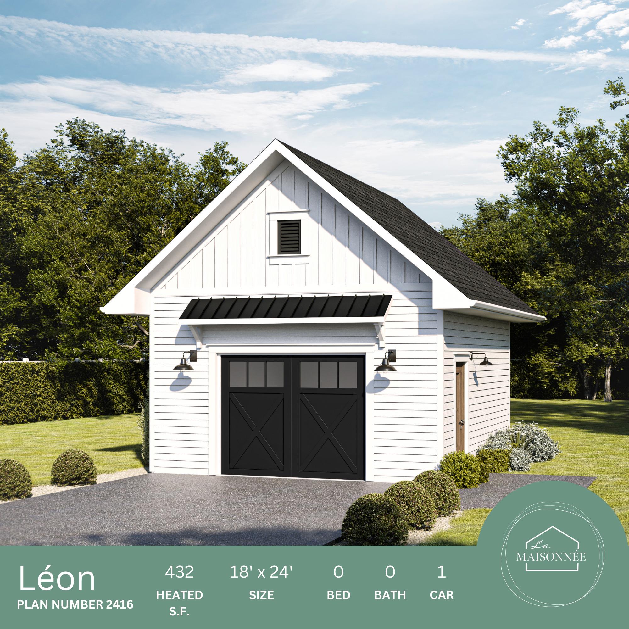 18x24 Garage Plans, 1 Car Detached Garage, Modern Farmhouse Design, Shed Blueprint, Instant PDF Download