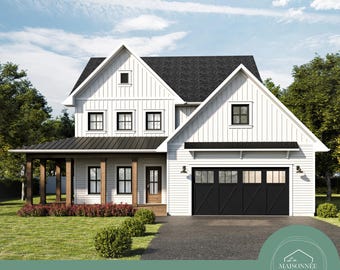 House Plan 42'x58' Modern Farmhouse Plan 2628 Sq Ft 4 Bedroom House Plan 3.5 Bath Farmhouse Floor Plan Home Blueprint PDF Download