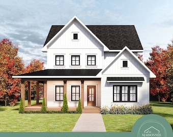 House Plan 32'x50' Modern Farmhouse Plan 2238 Sq Ft 3 Bedroom House Plan 2.5 Bath Farmhouse Floor Plan Home Blueprint PDF Download