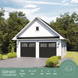 Garage Plan 24&#39;x32&#39; Garage Plan 24x32 Garage Plan Two Car Detached Garage Plan Garage Farmhouse Plan Architectural Plan Instant PDF Download