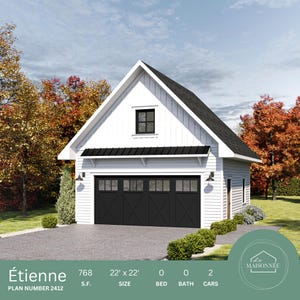 Detached Garage Plans With Upstairs Loft Garage Plans 22&#39;x22&#39; Garage Plan Storage Space 22x22 Garage Plan Two-Car Garage Plan de garage