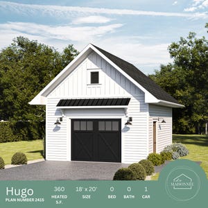Garage Plan 18&#39;x20&#39; Garage Plan 18x20 Garage Plan One Car Garage Plan Detached Garage Plan Single Garage Plan Garage Instant PDF download