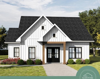 House Plan 38'x42' Modern Farmhouse Plan 1220 Sq Ft 2 Bedroom House Plan Farmhouse Floor Plan Small Home Design PDF Download