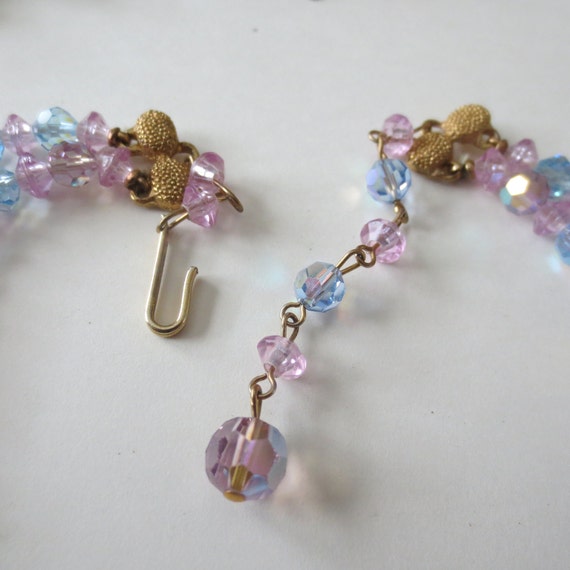 Vintage Faceted Crystal Beads Necklace, Pastel Co… - image 2