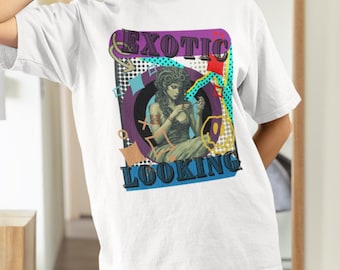 Medusa Doing Her Nails Softstyle T-Shirt, Exotic Looking Shirt, Unisex Tee, Greek Mythology Top, Cool Graphic Tee, Nails Salon Shirt