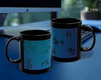 Frog Mug, Cute Amphibian Coffee Cup, Frog Lover Gift, Funny Reptile Tea Mug, Unique Black Mug with Frogs, Animal Lover Kitchen Decor