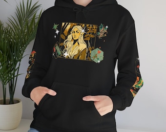 Elf Girl Mythical Elements Hoodie, Fantasy Unisex Hooded Sweatshirt, Magical Creatures Jumper, Fairy Tale Pullover, Fantasy Art Apparel