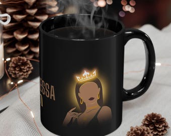 Petty Queen Mug LW - Empowering Coffee Cup for Queens, Gift for Her, Inspirational Mug, Latina Woman Art, Birthday, Self-Care