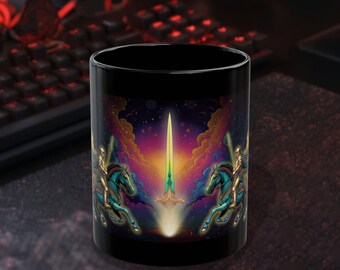 Space Sword Mug | Black Ceramic Coffee Cup