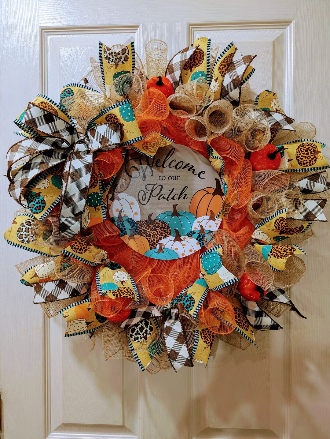 Fall Wreath, Welcome to Our Pumpkin Patch Wreath, Deco Mesh Wreath ...