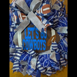 DALLAS COWBOYS Football Wreath, Lets Go Boys, Football Decor, Football Wreath, Football