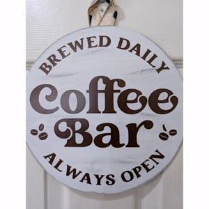 Handmade Coffee Bar Decor Sign: Rustic Kitchen Wall Art