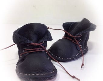 Sasha doll /Black  leather/Sasha boot /Gregor , lace up   boots