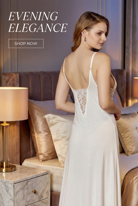 Cotton Nightwear Set: Lace Gown, Camisole & Pajamas