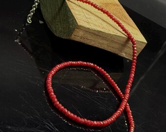 Faceted Ruby Bead Necklace – Dainty July Birthstone Jewelry, 16 Inch