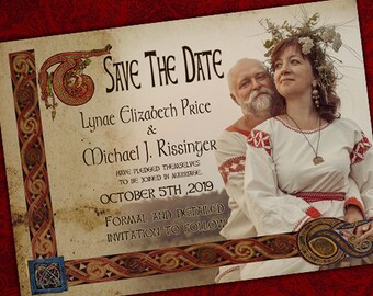 Save the Date Medieval Book of Kells style Postcard
