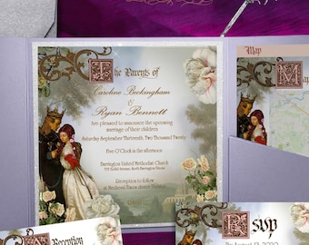 Fairy Tale, Cinderella style  Wedding Invitation for fantasy, reenactment or medieval style weddings