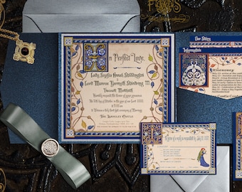Medieval Codex Wedding Invitation | Custom Manuscript Vine Design