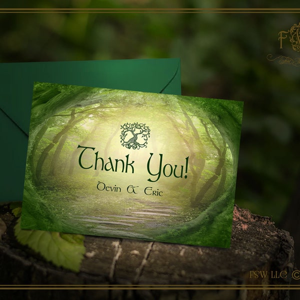 Enchanted Fantasy forest Thank you note card