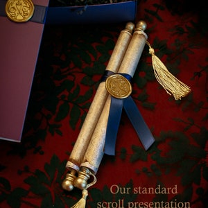 Medieval Wedding Invitation Scroll-rolled with scroll rods image 4