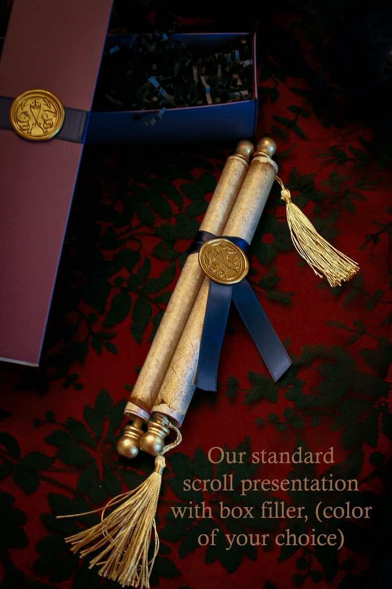 Medieval Wedding Invitation Scroll-rolled with scroll rods image 4