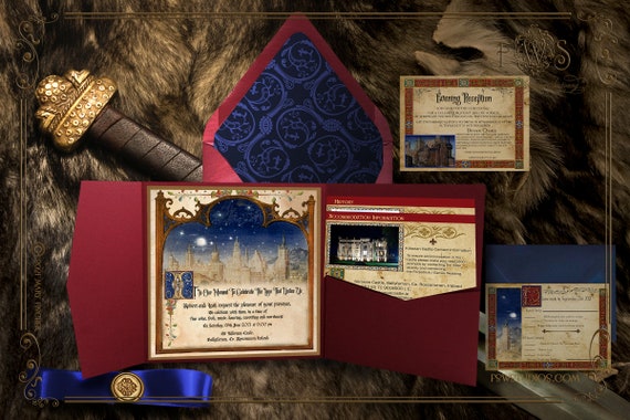 Alice in Wonderland wedding invitation scroll, set of 10