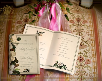 Southern Magnolias Folded Wedding Program