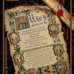 Medieval Wedding Invitation Scroll-rolled without scroll rods
