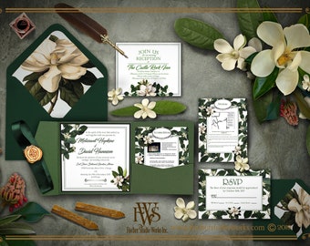 Magnolia Wedding Invitation | Southern style weddings