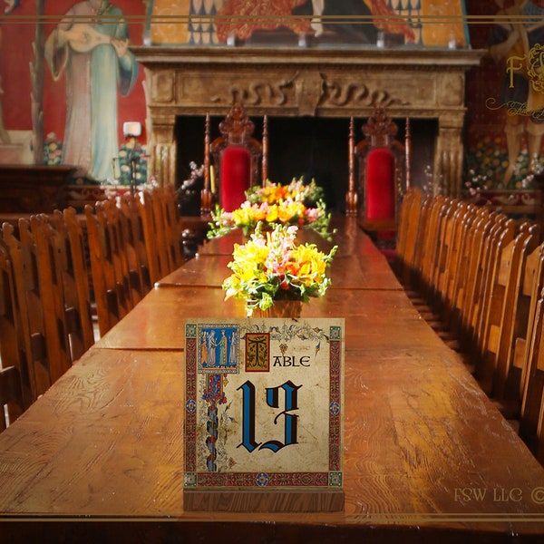 Medieval Wedding Table number Cards