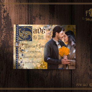 Mittelalter Codex Save The Date Hochzeit Postkarte