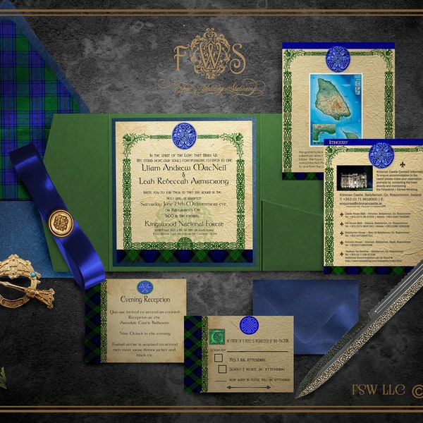 Celtic Wedding Invitation-Scottish Tartan-ANY PLAID may be used!